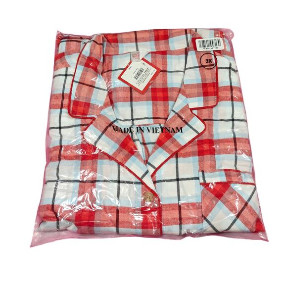 Women's Plaid Flannel Holiday Matching Family Pajama Set - Wondershop™ White 3X - Picture 2 of 5